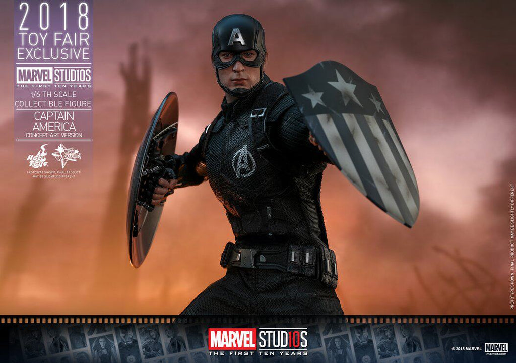 HOTTOYS HT 2018 Venue Exclusive 10th Anniversary Black Captain America 7.0 MMS488 Concept Action Figure