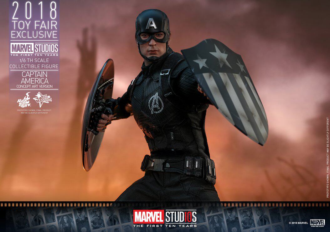HOTTOYS HT 2018 Venue Exclusive 10th Anniversary Black Captain America 7.0 MMS488 Concept Action Figure
