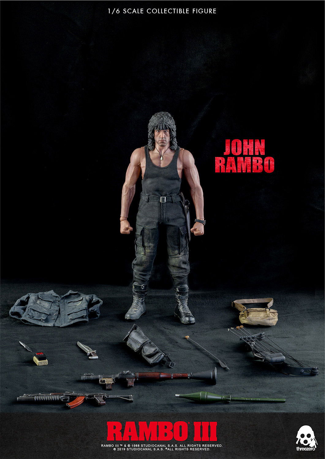 Threezero 3A 1/6 First Blood 3 Rambo Stallone Figure 3Z0169