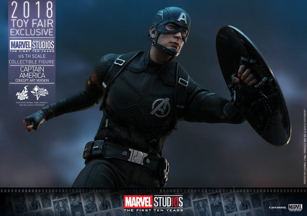 HOTTOYS HT 2018 Venue Exclusive 10th Anniversary Black Captain America 7.0 MMS488 Concept Action Figure