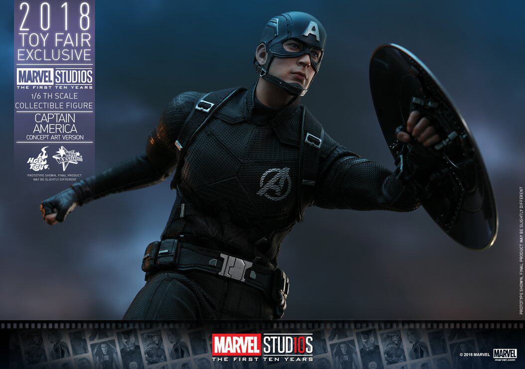 HOTTOYS HT 2018 Venue Exclusive 10th Anniversary Black Captain America 7.0 MMS488 Concept Action Figure