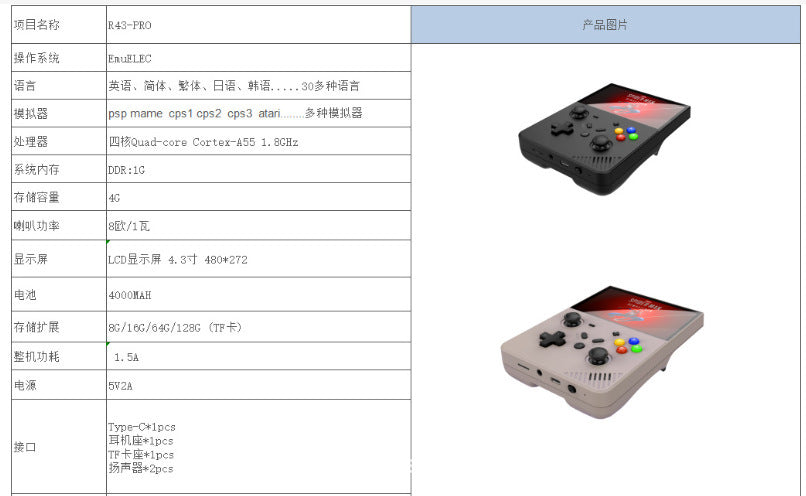 R43 PRO Handheld game console retro HD 64G supports psp/ps1