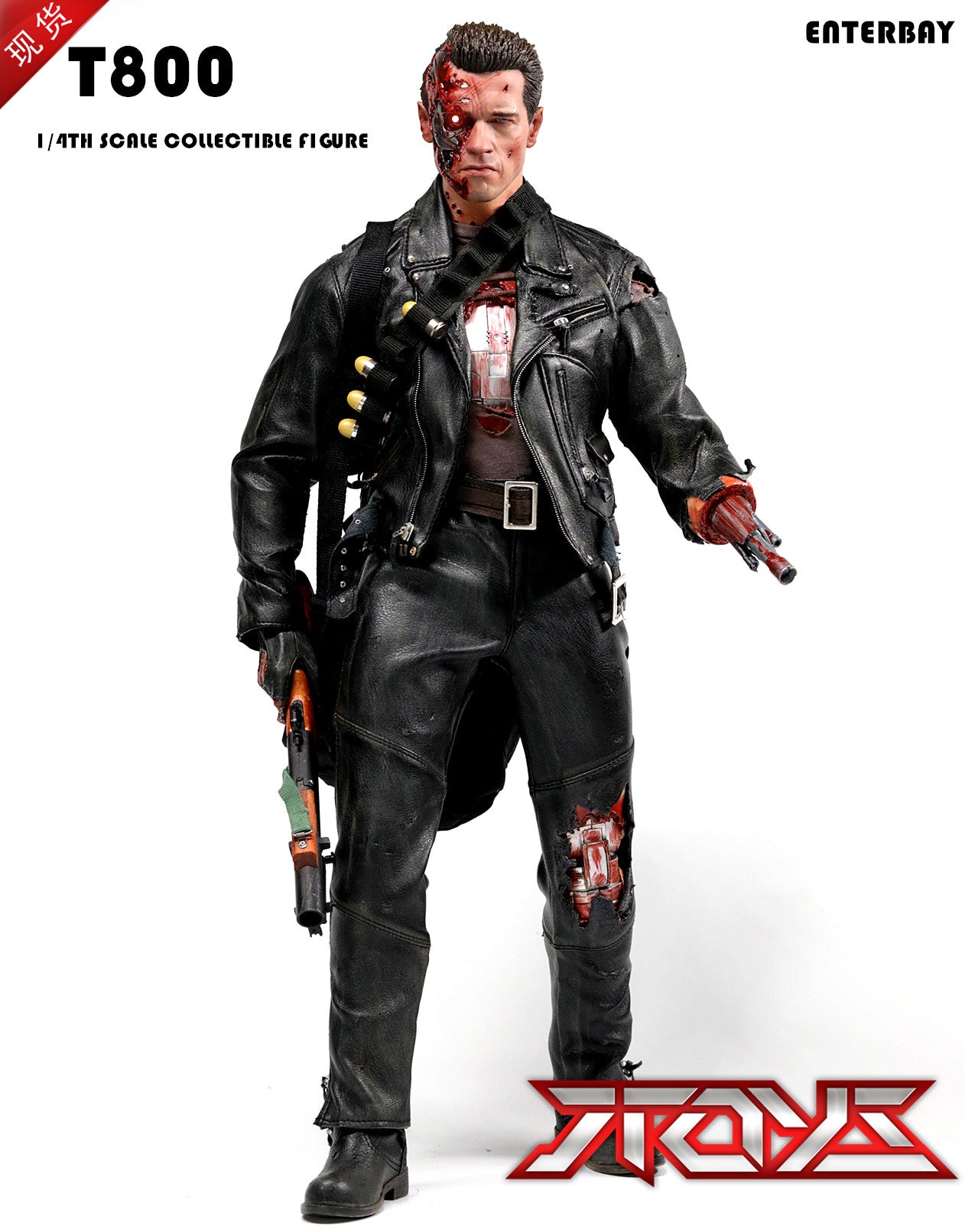 ENTERBAY EB 1/4 HD Terminator 2 T2 Battle Damaged Version Arnold T800 Action Figure