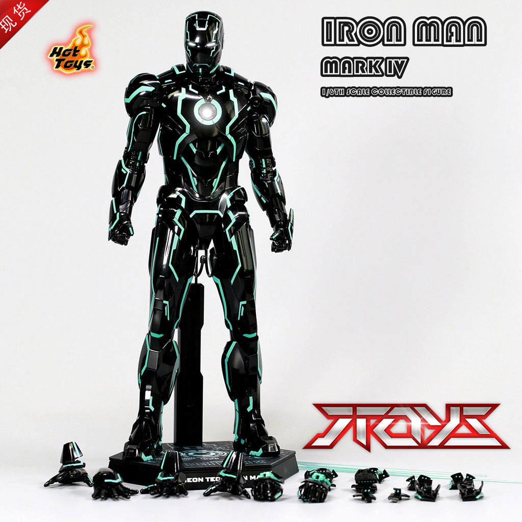 HOTTOYS HT MMS485D24 1/6 Iron Man Alloy Nightclub MK4 Light Speed Blue Action Figure