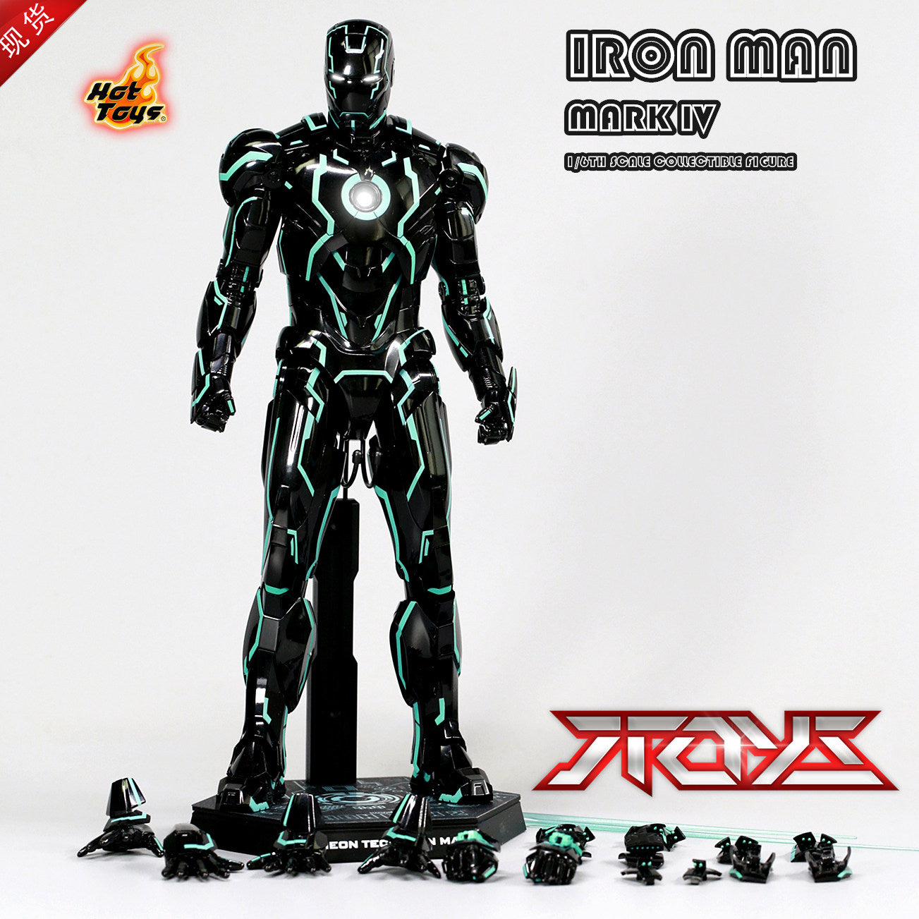 HOTTOYS HT MMS485D24 1/6 Iron Man Alloy Nightclub MK4 Light Speed Blue Action Figure