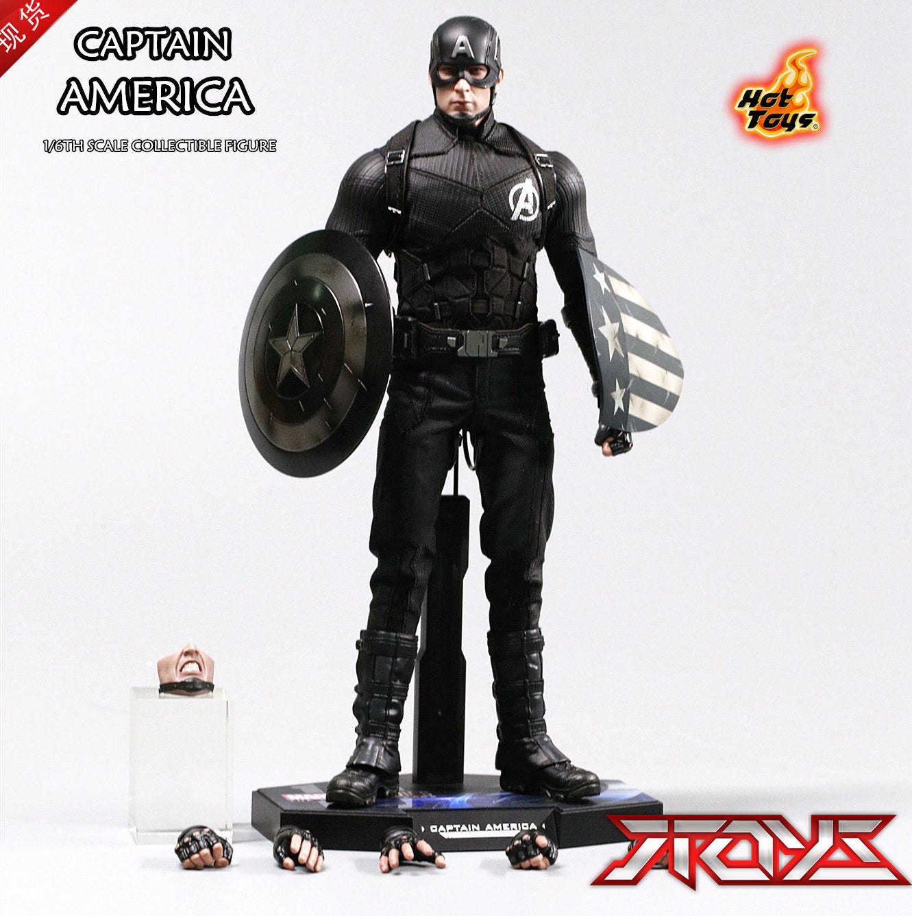 HOTTOYS HT 2018 Venue Exclusive 10th Anniversary Black Captain America 7.0 MMS488 Concept Action Figure