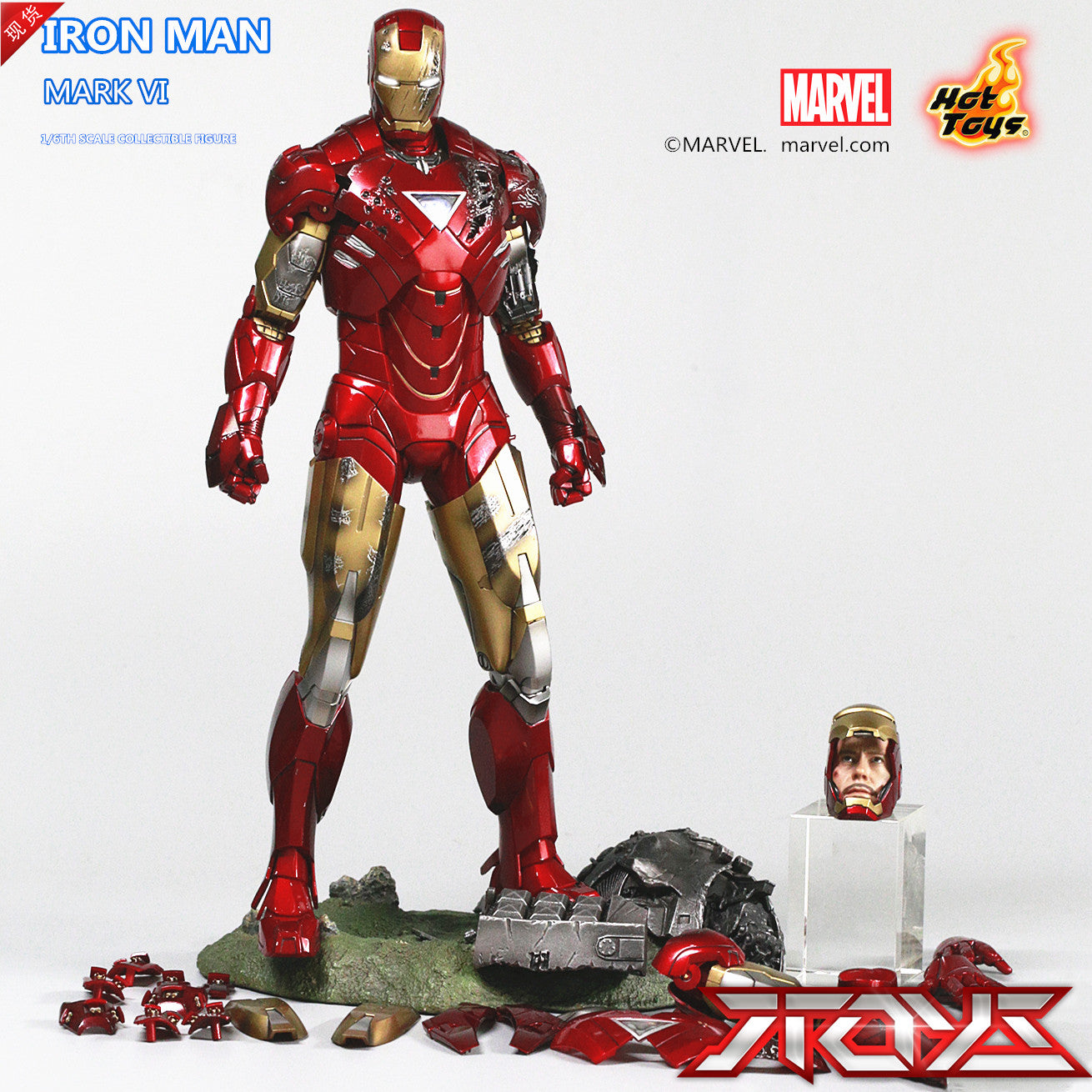 HT hottoys Iron Man 2 1/6 MK61.0 MARK6 MMS132 battle damaged double figure