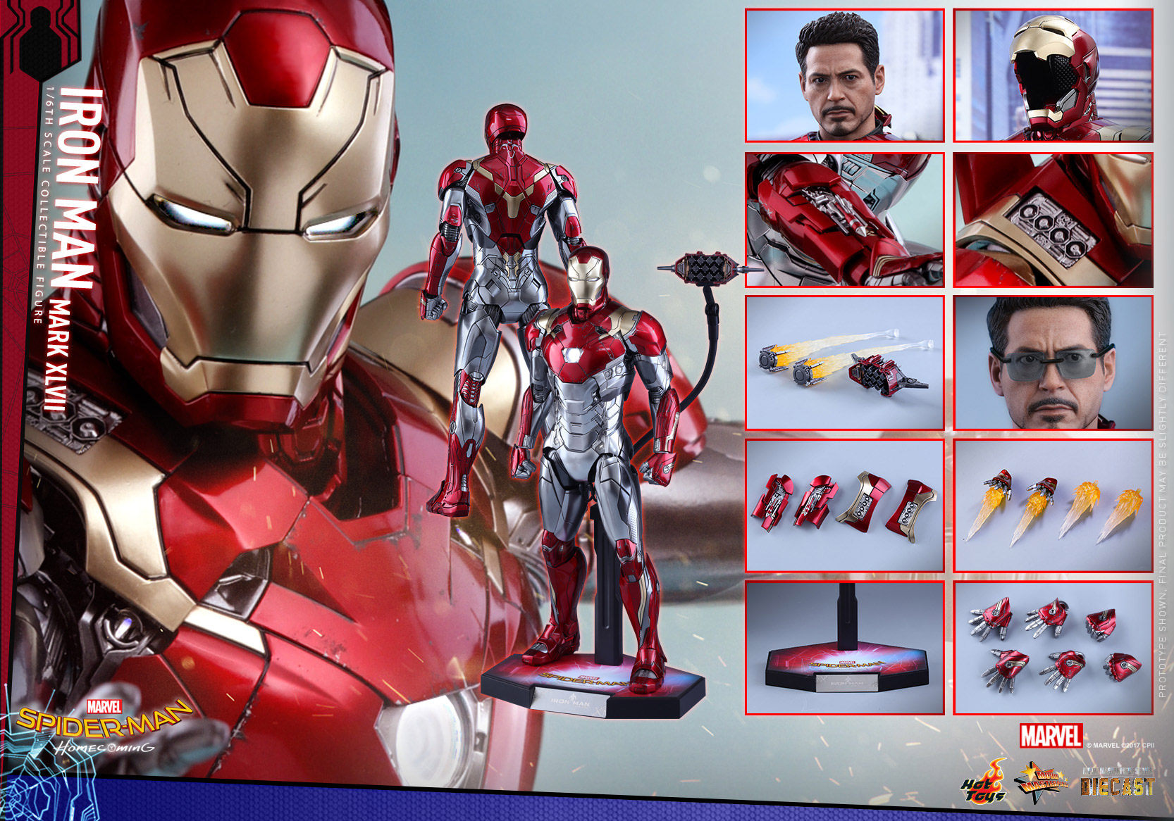 Hot Toys HT 1/6 Back to School Iron Man MK47 Articulated Figure MMS427D19