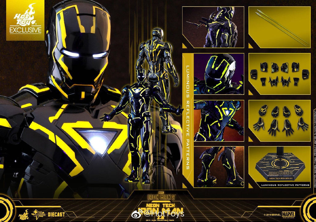 HOTTOYS HT MMS523D29 1/6 Alloy Iron Man MK6 Tron Battle Light Speed Yellow Action Figure
