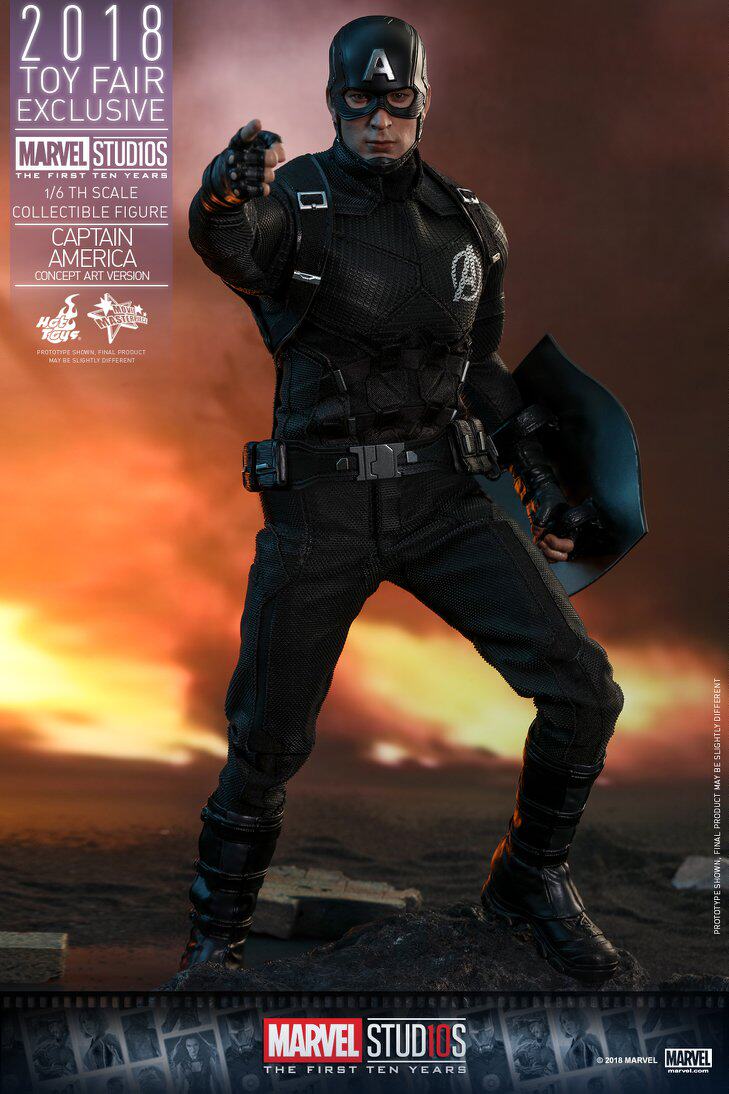 HOTTOYS HT 2018 Venue Exclusive 10th Anniversary Black Captain America 7.0 MMS488 Concept Action Figure