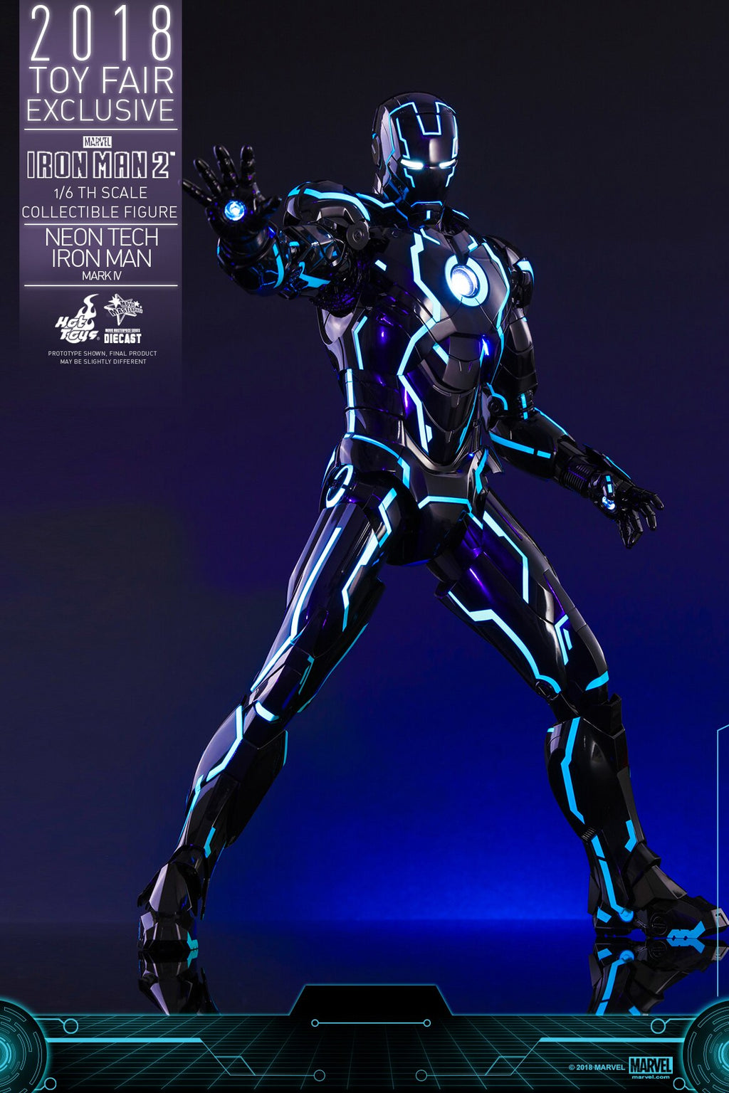 HOTTOYS HT MMS485D24 1/6 Iron Man Alloy Nightclub MK4 Light Speed Blue Action Figure