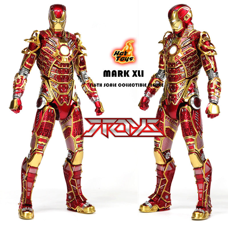 HT Hottoys Iron Man 3 MK41 Skeleton Red Gold Retro Armor Limited Christmas Color MMS412 action figures