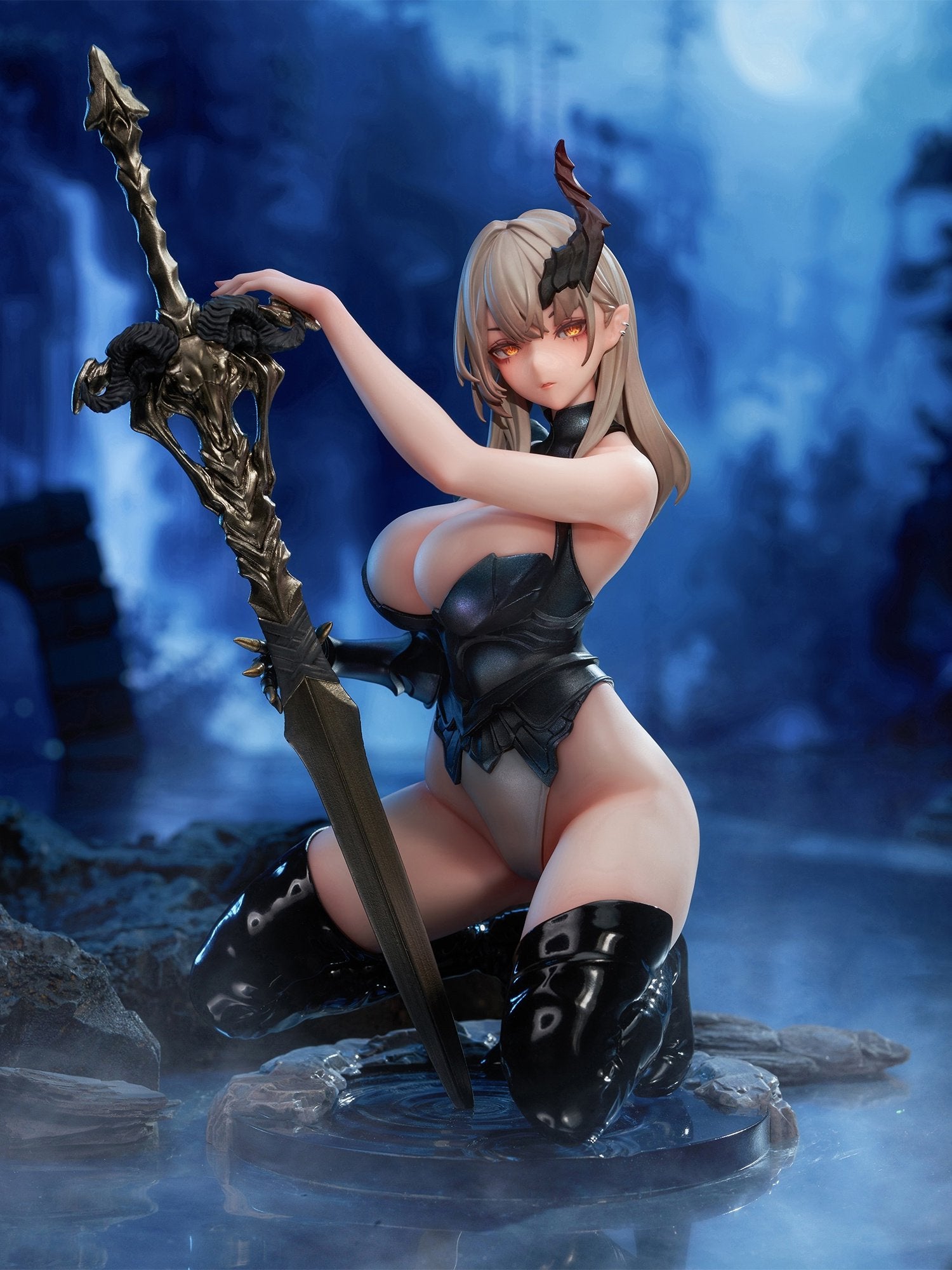 Demon Hunter - Selene: Magnetic-Activated Light-Up Golden Eyes, Soft-Touch Silicone-Coated Figure