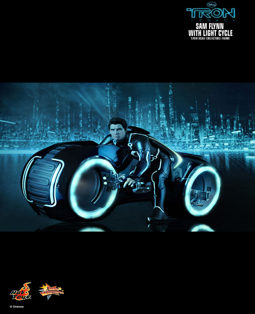 HotToys 1/6 MMS142 Tron Legacy Flynn + Lightspeed Motorcycle Tron Legac Action Figure