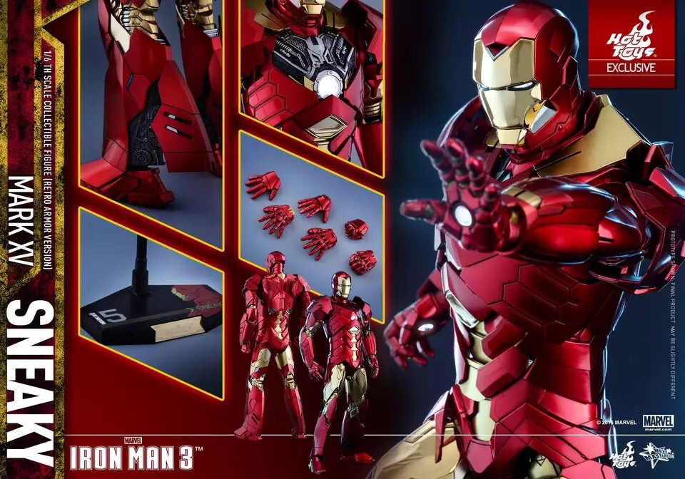 HOTTOYS HT Retro Armor Iron Man 3 MK15 Limited Edition Sneaky mms396 Action Figure