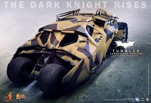 HOTTOYS HT MMS184 The Dark Knight Rises Camouflage Batmobile Bane Car Action Figure