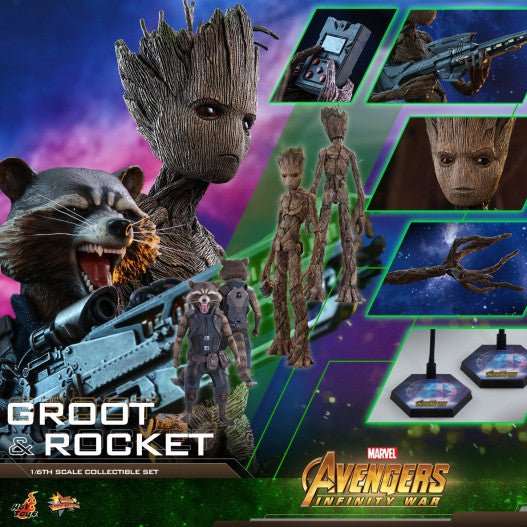 North American version HotToys 1/6 Avengers Groot Rocket Raccoon MMS476 MMS475 action figure