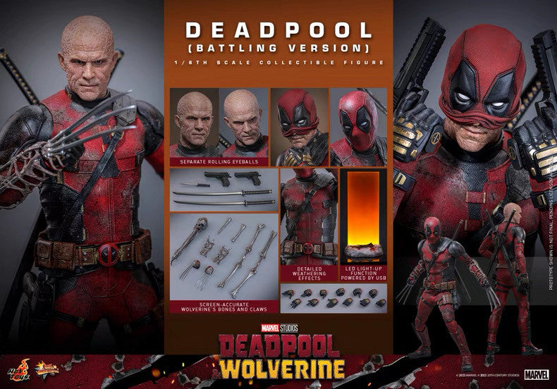 HT 1/6 MMS782 Deadpool 3.0: Battle Version — Deluxe Edition with Three Head Sculpts and Battle Damage