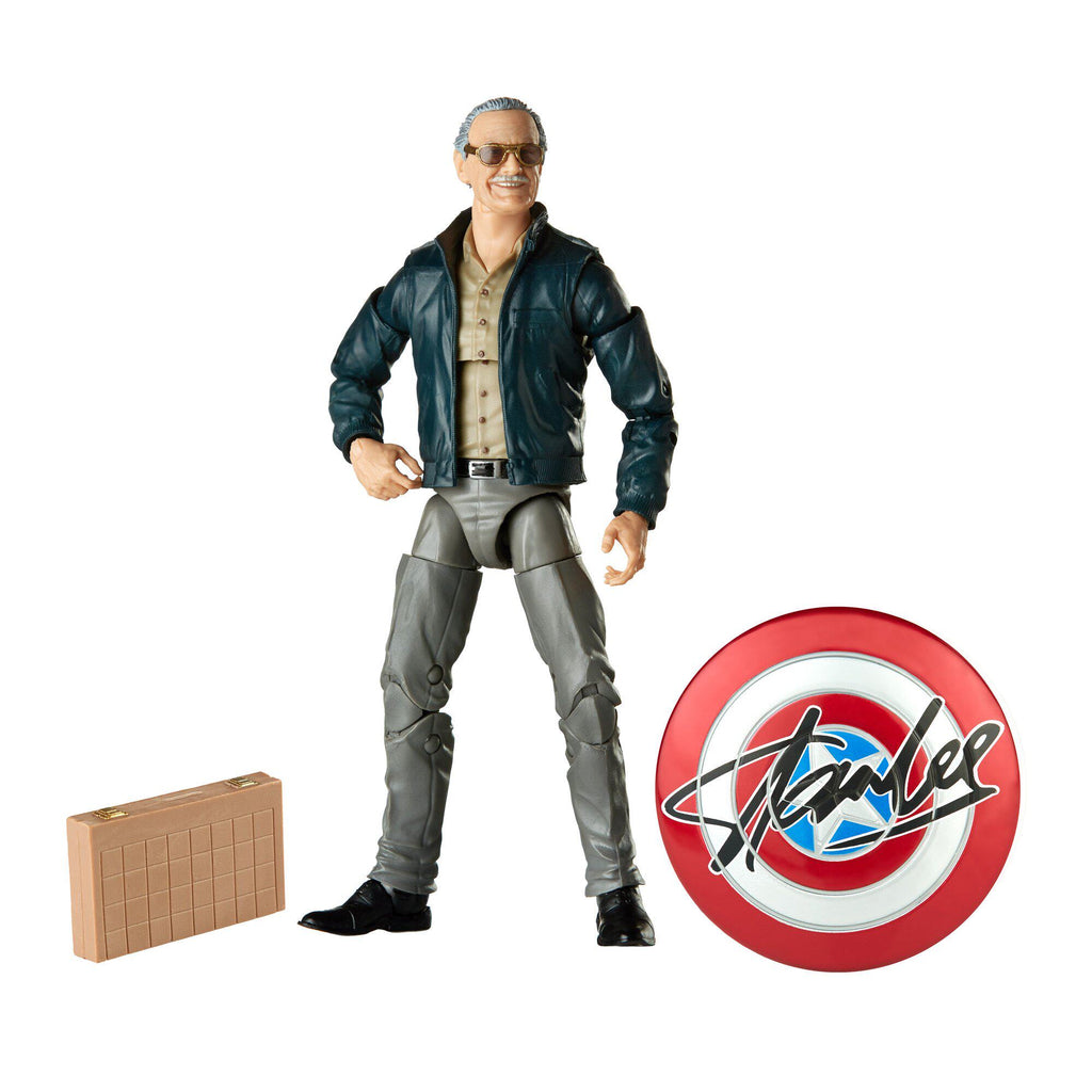 Hasbro Marvel Legends Stan Lee Figure with Signed Captain America Shield, Articulated