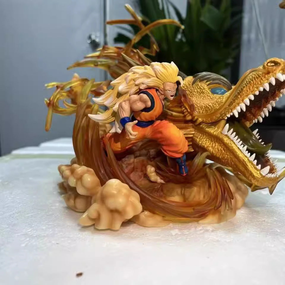 22см фигурки на Dragon Ball Goku Dragon Fist Super Saiyan3 Аниме фигурка PVC фигурка Статуя Колекция Модел Декорация на стая Играчки Подаръци