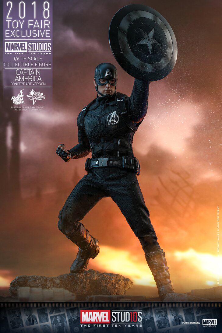 HOTTOYS HT 2018 Venue Exclusive 10th Anniversary Black Captain America 7.0 MMS488 Concept Action Figure