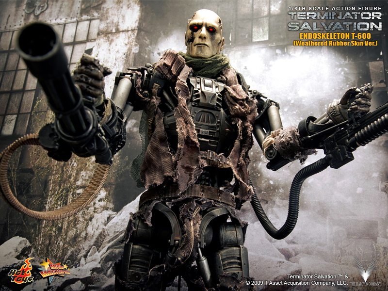 HT HotToys 1:6 Terminator 4 T600 Skeleton Battle Damaged Version Leatherface Action Figure