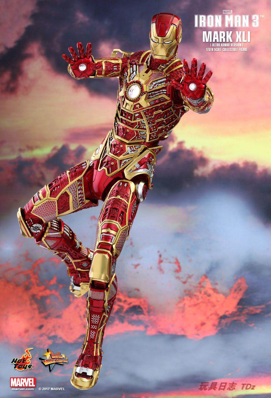 HT Hottoys Iron Man 3 MK41 Skeleton Red Gold Retro Armor Limited Christmas Color MMS412 action figures