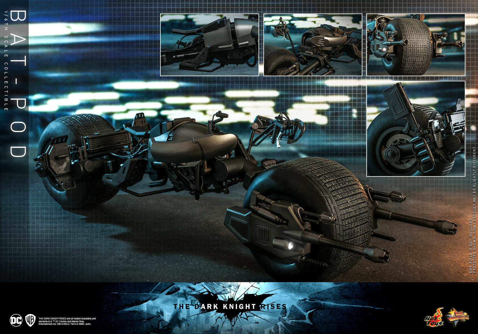 HOTTOYS 1/6 Dark Knight Bale Batman Motorcycle DX19 Action Figure MMS591