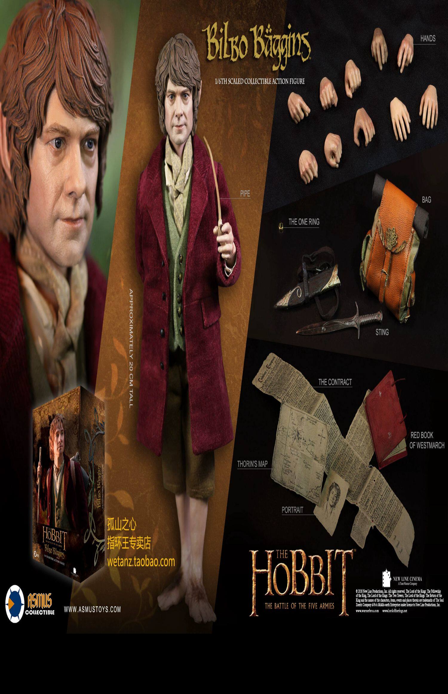 Asmus Toys 1/6 The Hobbit Lord of the Rings Bilbo Baggins Bilbo Action Figure
