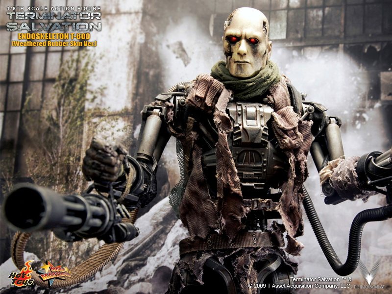 HT HotToys 1:6 Terminator 4 T600 Skeleton Battle Damaged Version Leatherface Action Figure