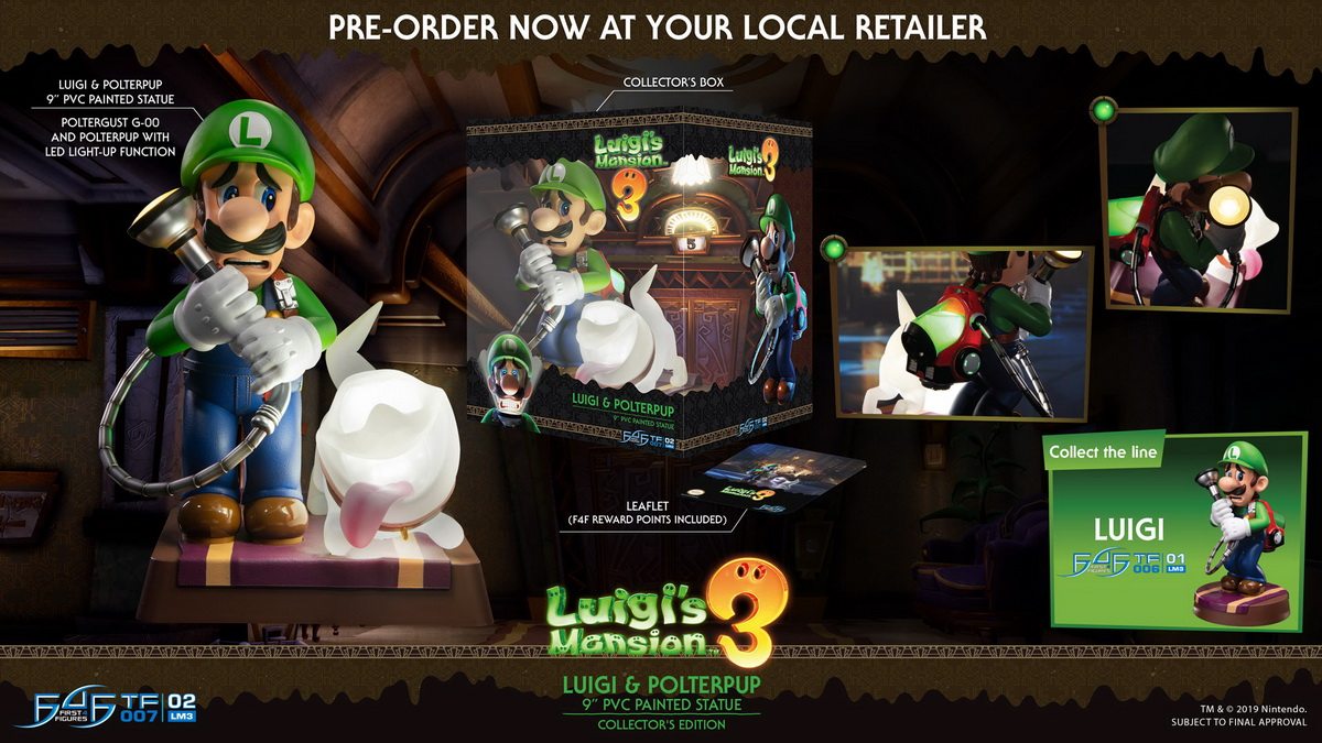 First 4 Figures 9-inch Luigi and Ghost Dogs, Haunted House 3, Luigi's Mansion 3 Figures, LM03CO