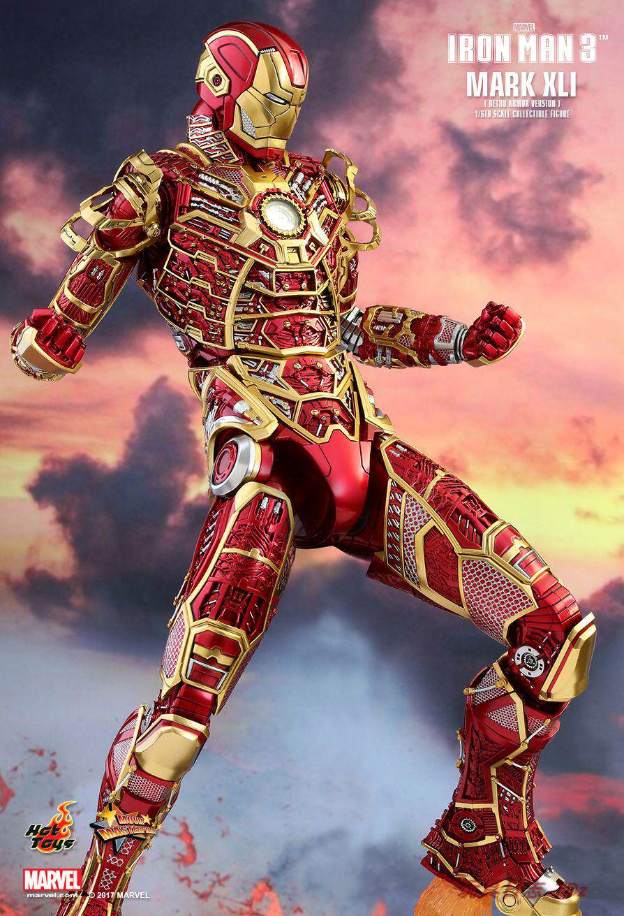 HT Hottoys Iron Man 3 MK41 Skeleton Red Gold Retro Armor Limited Christmas Color MMS412 action figures
