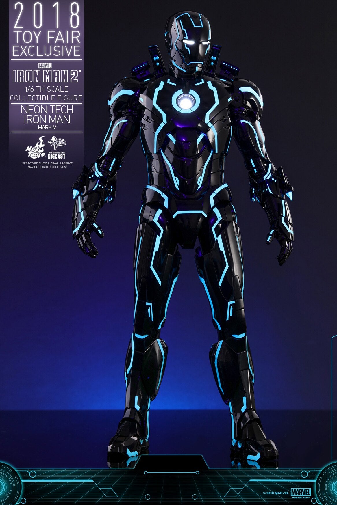 HOTTOYS HT MMS485D24 1/6 Iron Man Alloy Nightclub MK4 Light Speed Blue Action Figure
