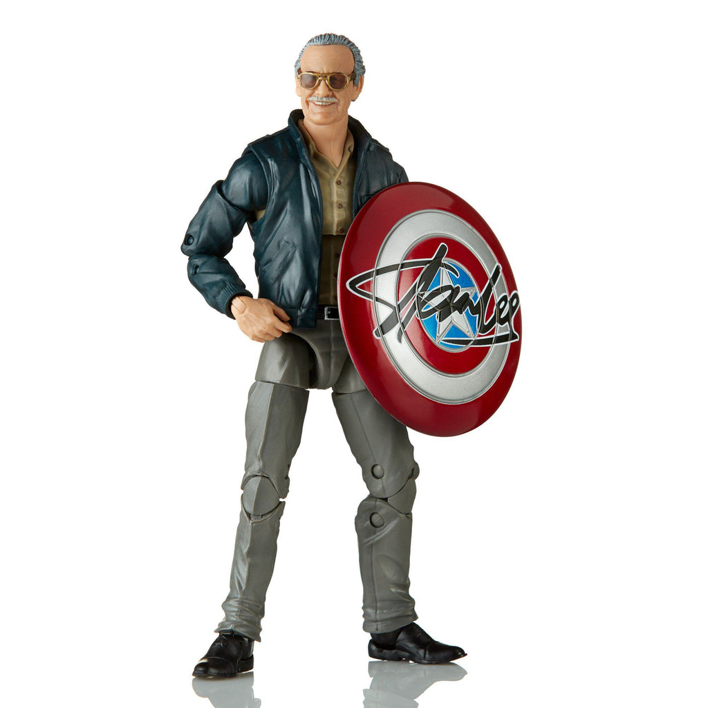 Hasbro Marvel Legends Stan Lee Figure with Signed Captain America Shield, Articulated