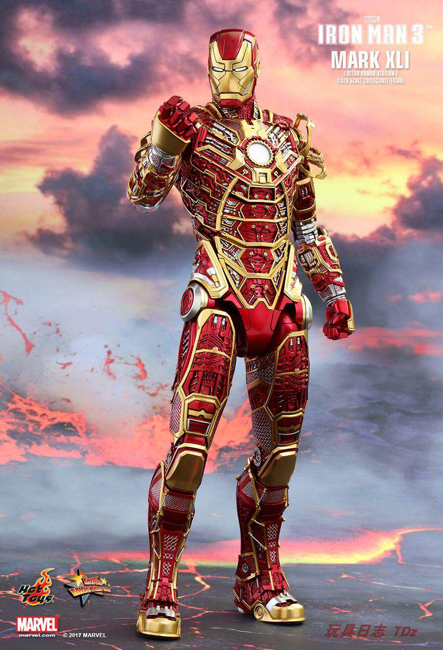 HT Hottoys Iron Man 3 MK41 Skeleton Red Gold Retro Armor Limited Christmas Color MMS412 action figures
