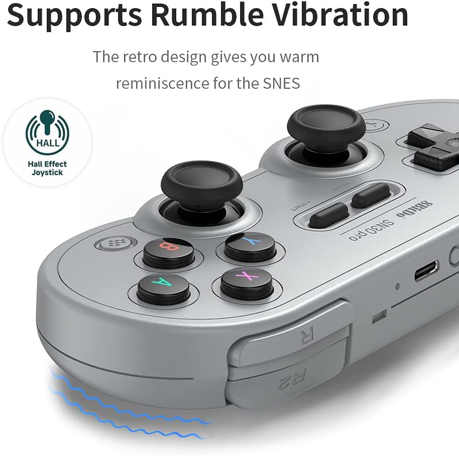 SN30 PRO Bluetooth Game Controller, Hall Effect Joystick Update, Wireless Gamepad Compatible with PC Windows, Android, PC macOS, Steam Deck, Raspberry Pi