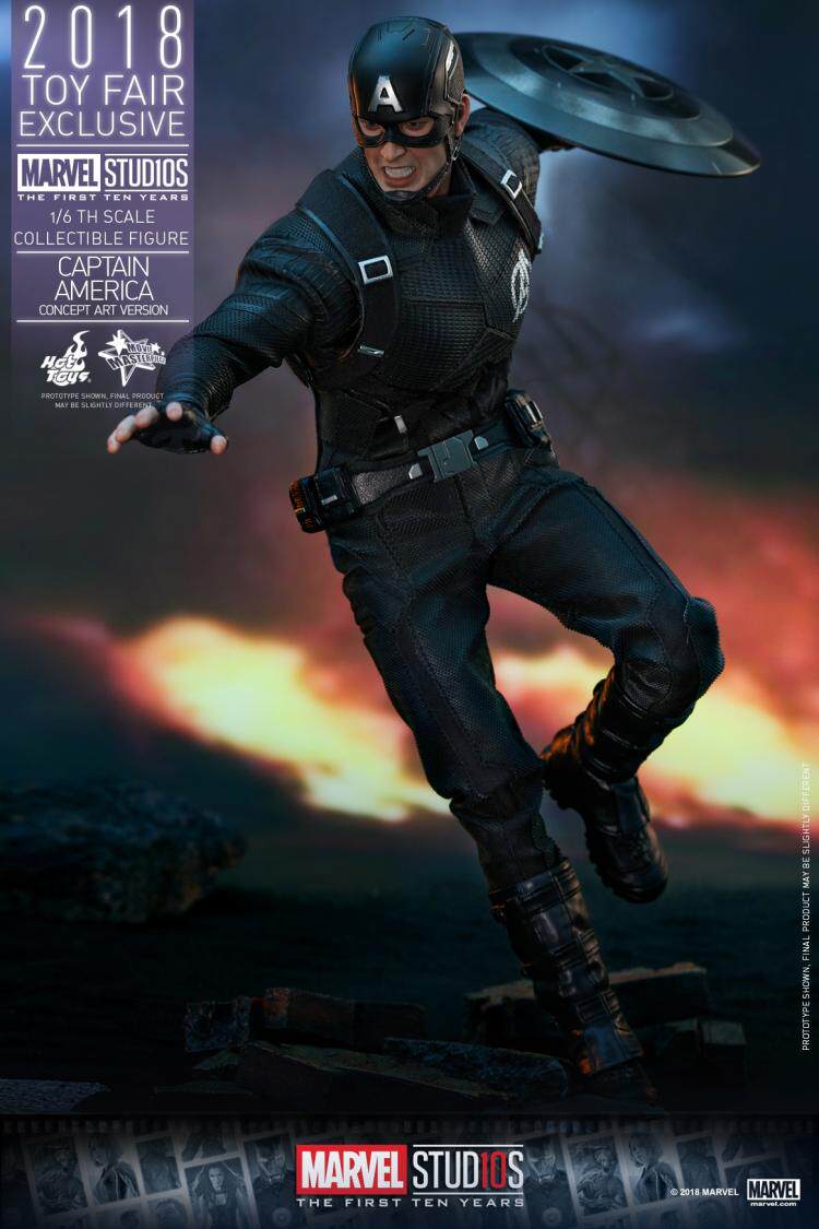 HOTTOYS 1/6 10th Anniversary Black Captain America Figure 2018 Venue Edition MMS488