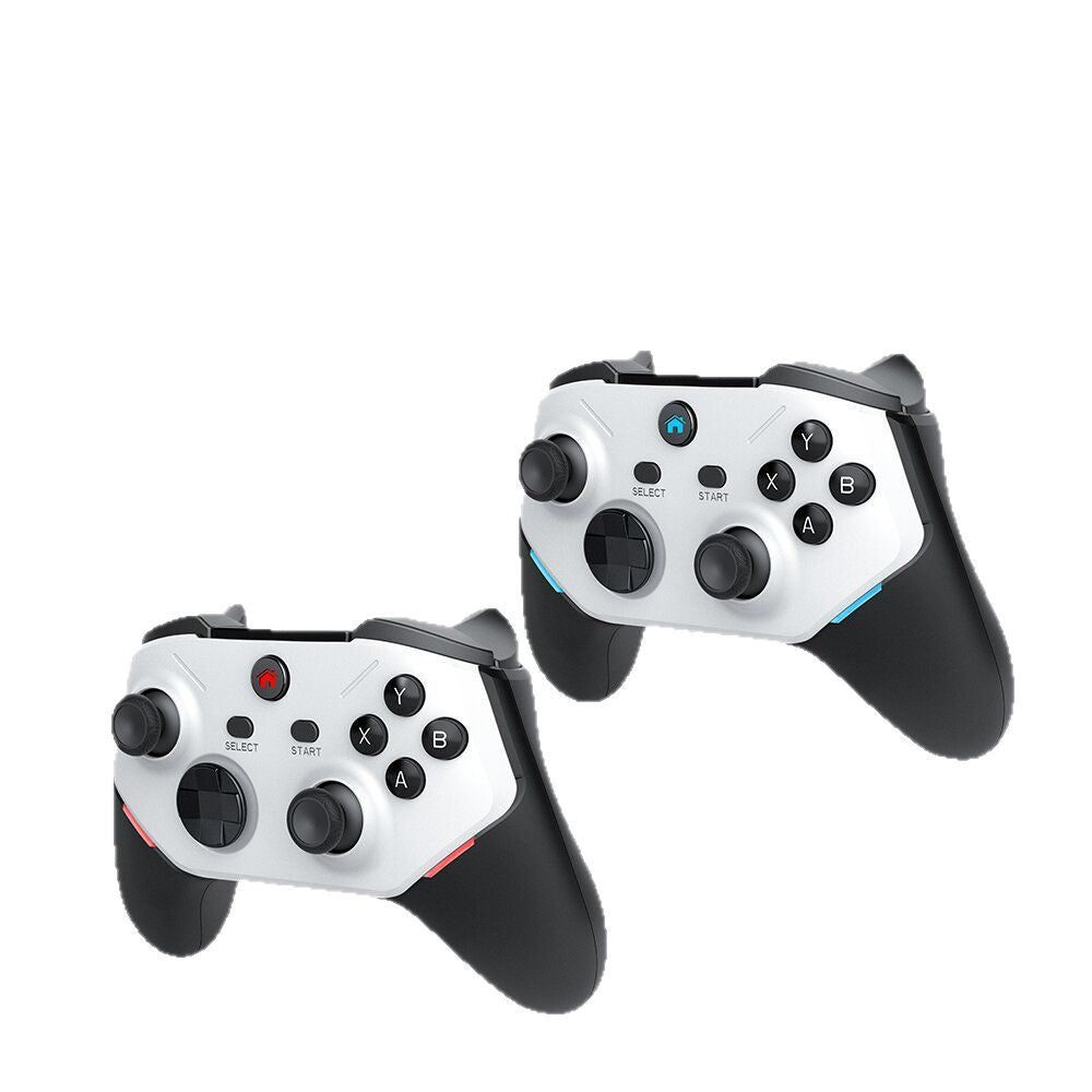 Two gaming controllers on a white background