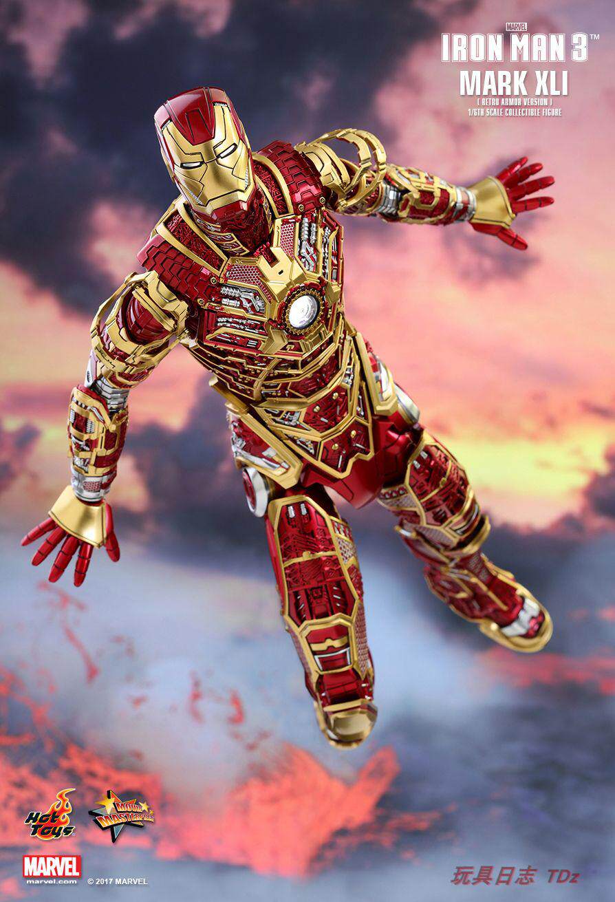 HT Hottoys Iron Man 3 MK41 Skeleton Red Gold Retro Armor Limited Christmas Color MMS412 action figures