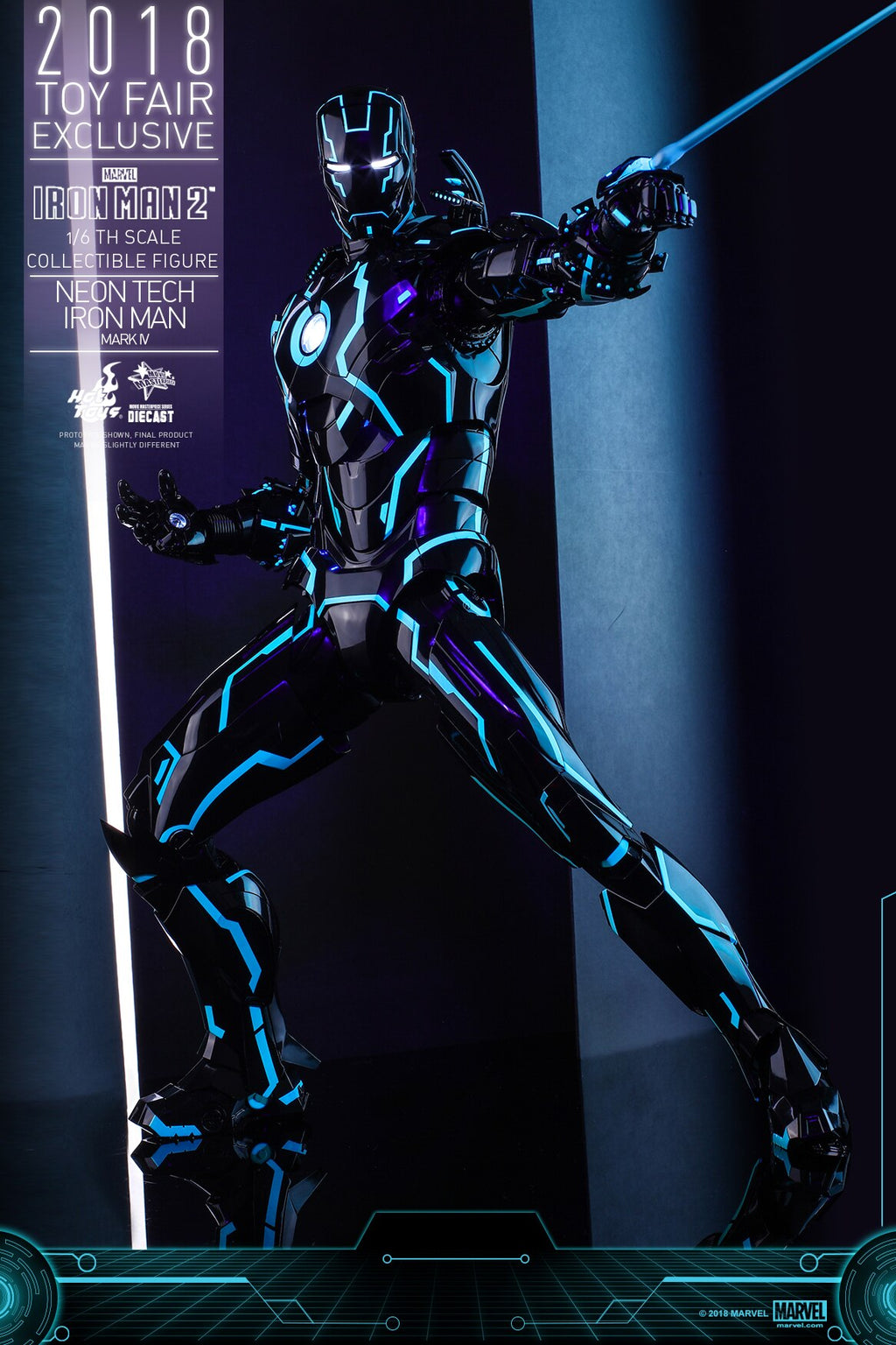 HOTTOYS HT MMS485D24 1/6 Iron Man Alloy Nightclub MK4 Light Speed Blue Action Figure