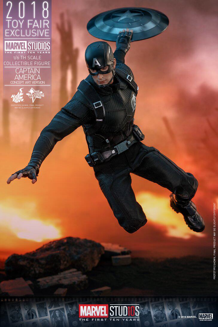 HOTTOYS HT 2018 Venue Exclusive 10th Anniversary Black Captain America 7.0 MMS488 Concept Action Figure