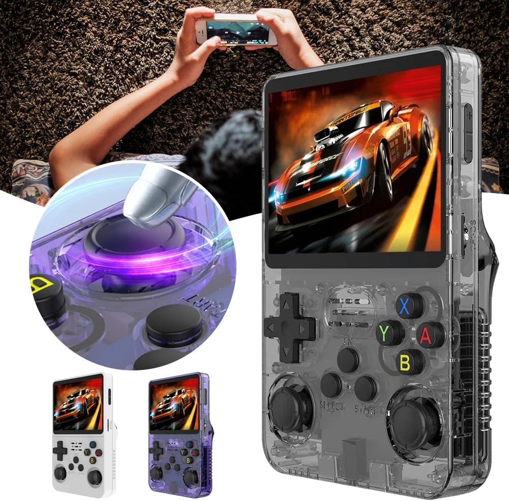 R36s Handheld Game Console, 3.5 Inch IPS Screen Retro Handheld Game Console with 64g TF
