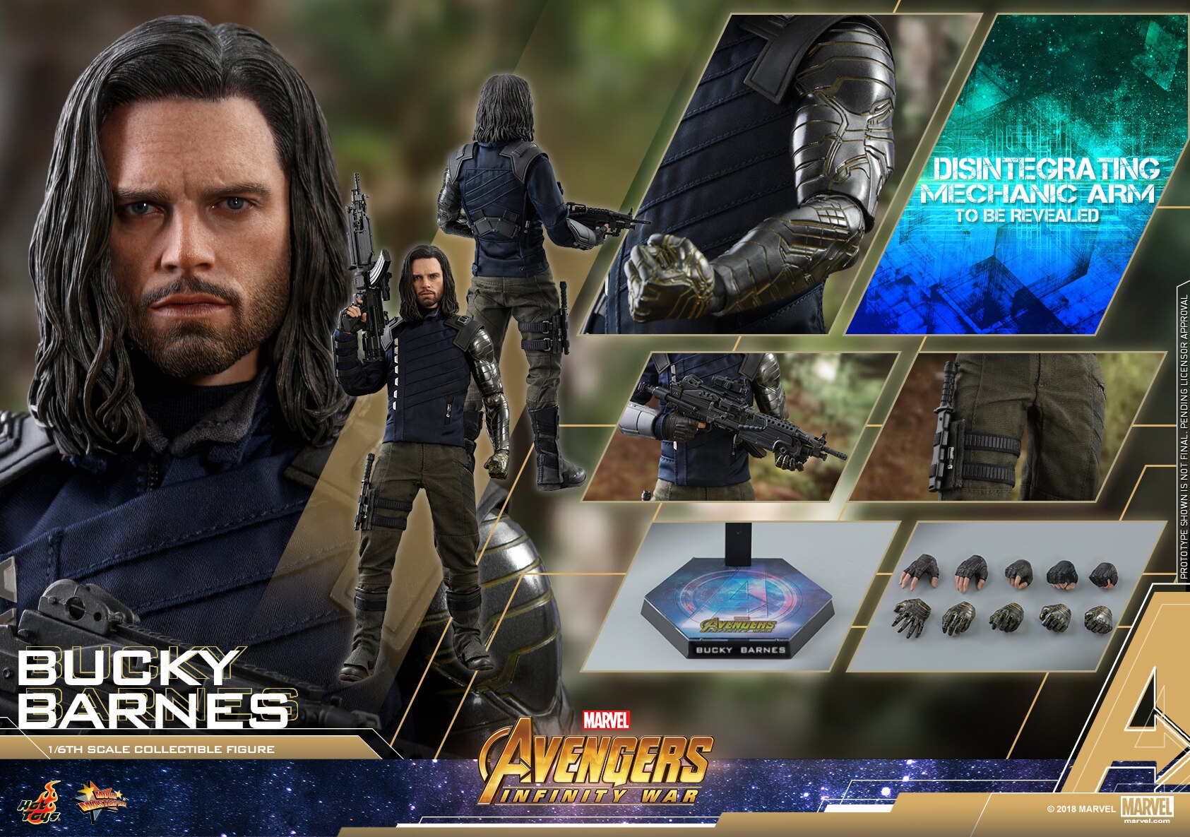 HOTTOYS HT 1/6 Avengers 3 Bucky/Winter Soldier 3.0 Figure MMS509