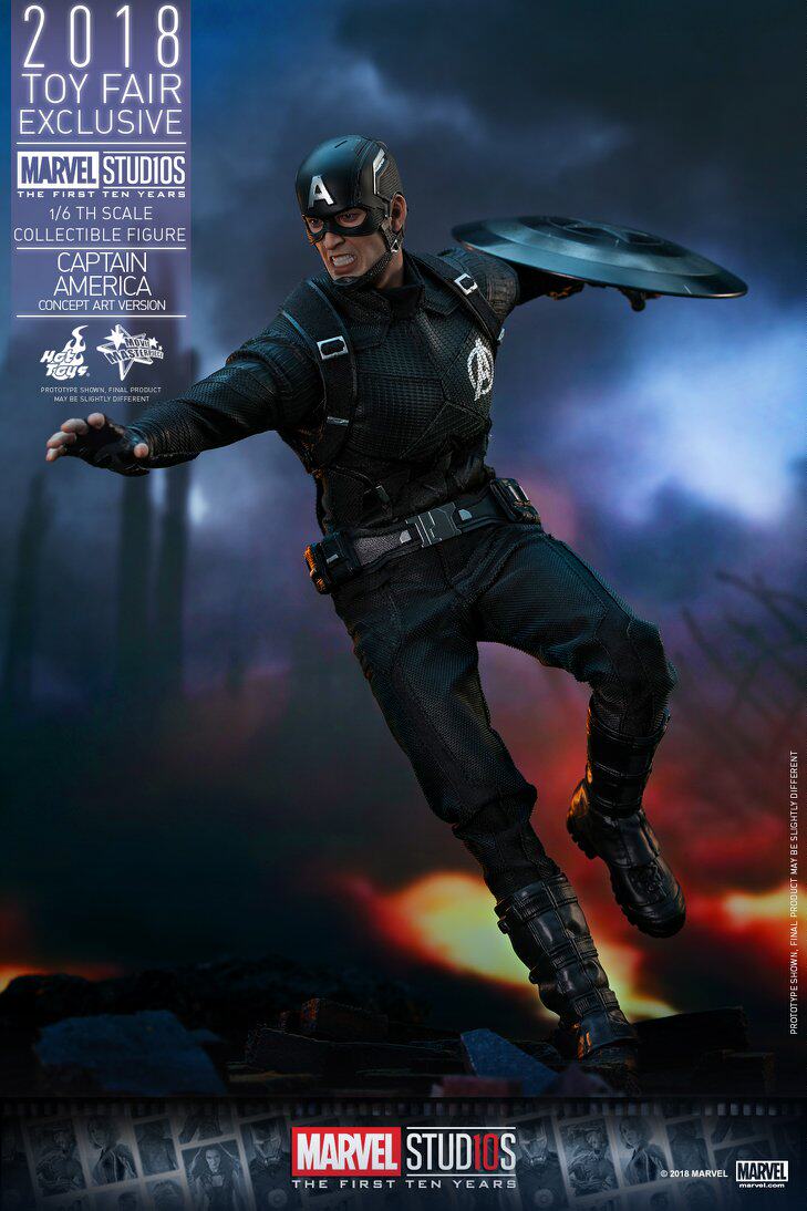 HOTTOYS HT 2018 Venue Exclusive 10th Anniversary Black Captain America 7.0 MMS488 Concept Action Figure