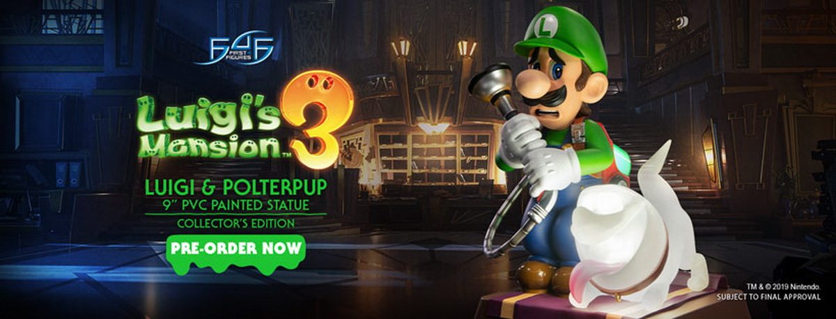 First 4 Figures 9-inch Luigi and Ghost Dogs, Haunted House 3, Luigi's Mansion 3 Figures, LM03CO