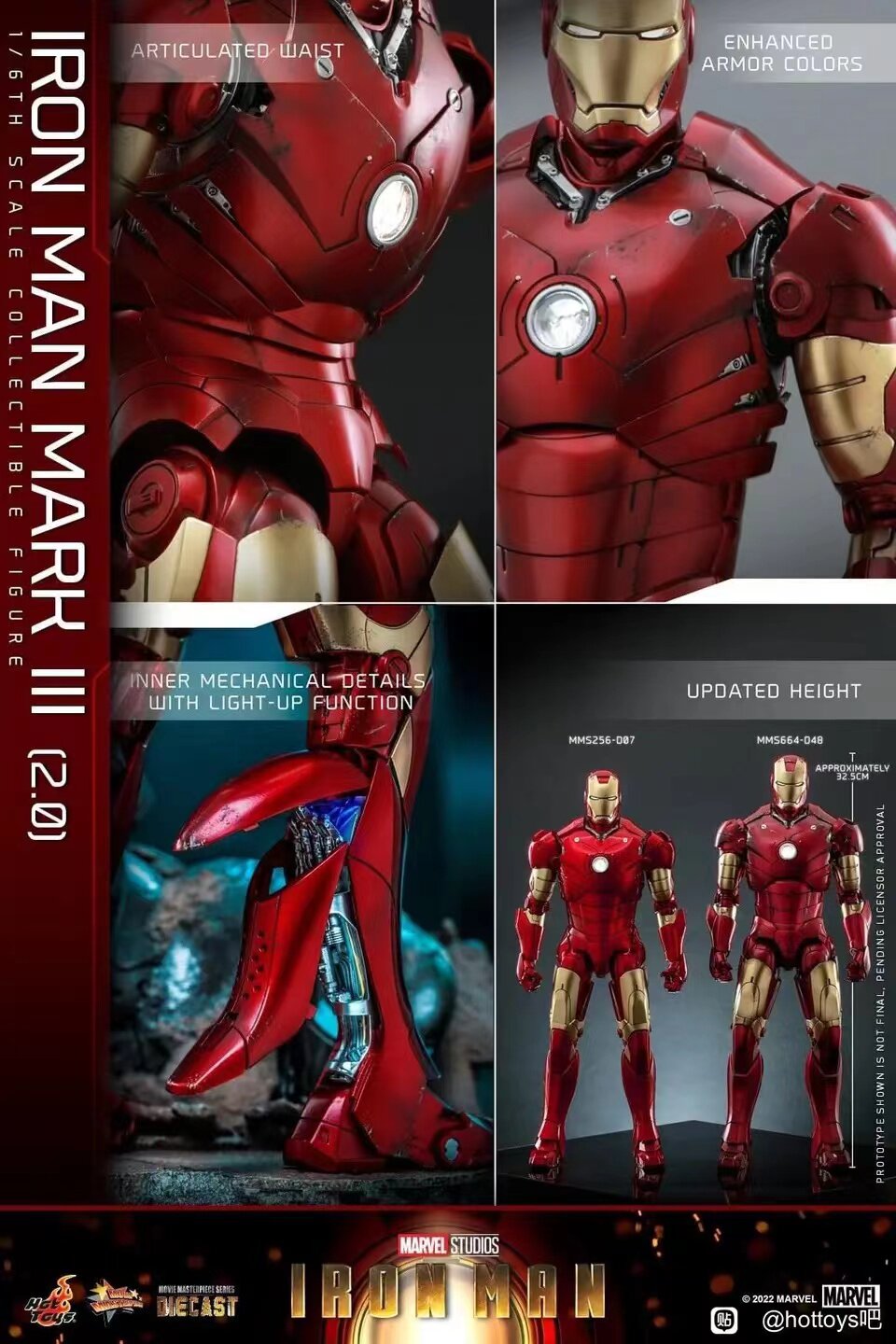 HOTTOYS 1/6 Iron Man Mark 3 MK3 Alloy Articulated Figure MMS664D48
