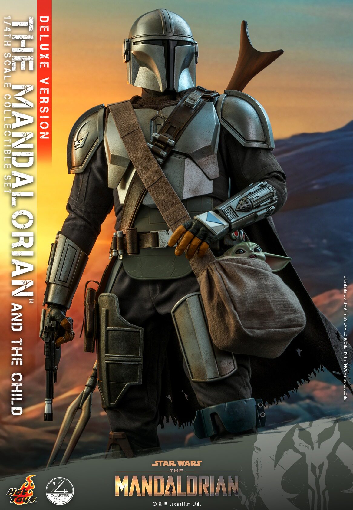 HOTTOYS 1/4 Mandalorian Baby Yoda Deluxe Articulated Figure QS017