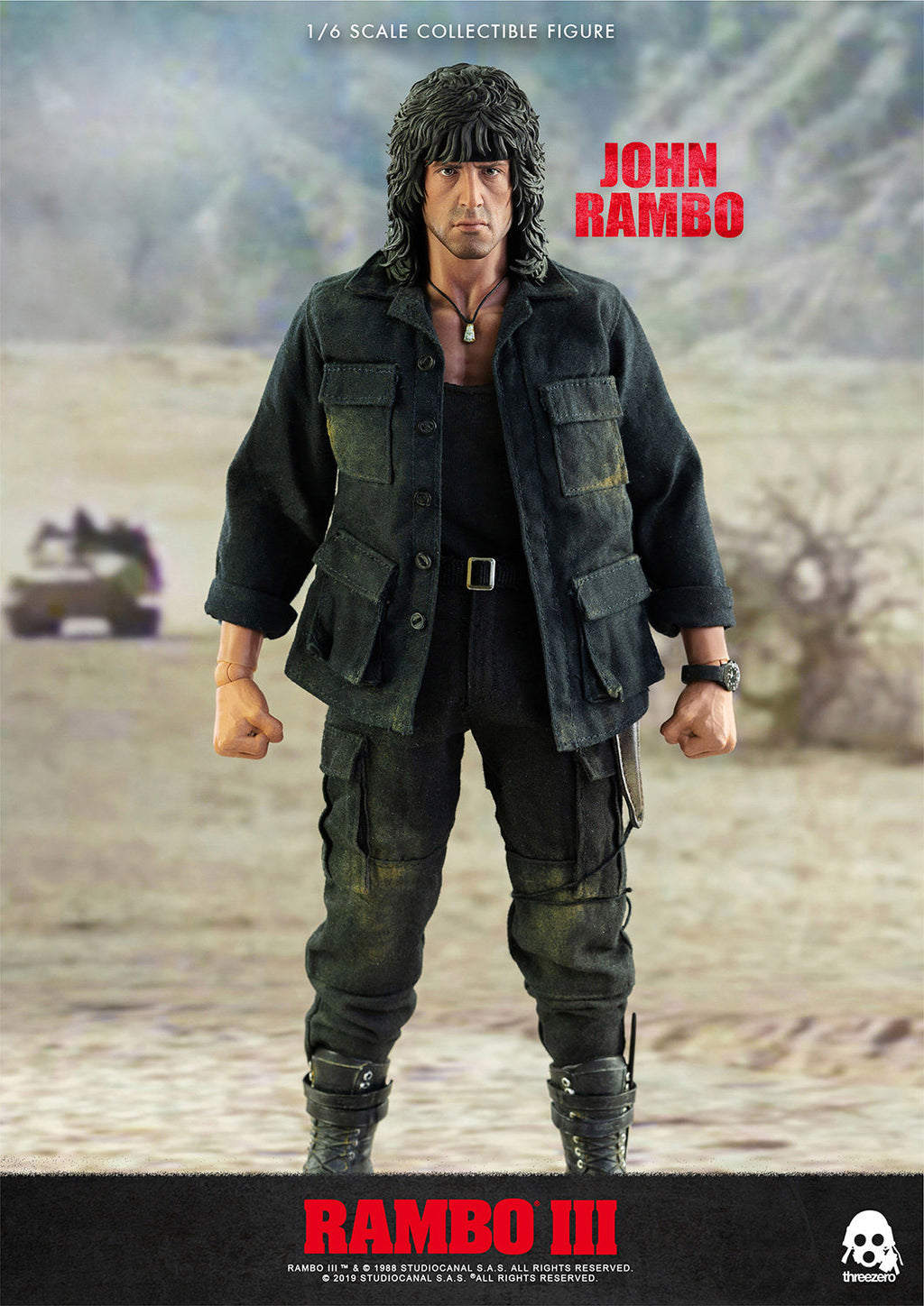 Threezero 3A 1/6 First Blood 3 Rambo Stallone Figure 3Z0169