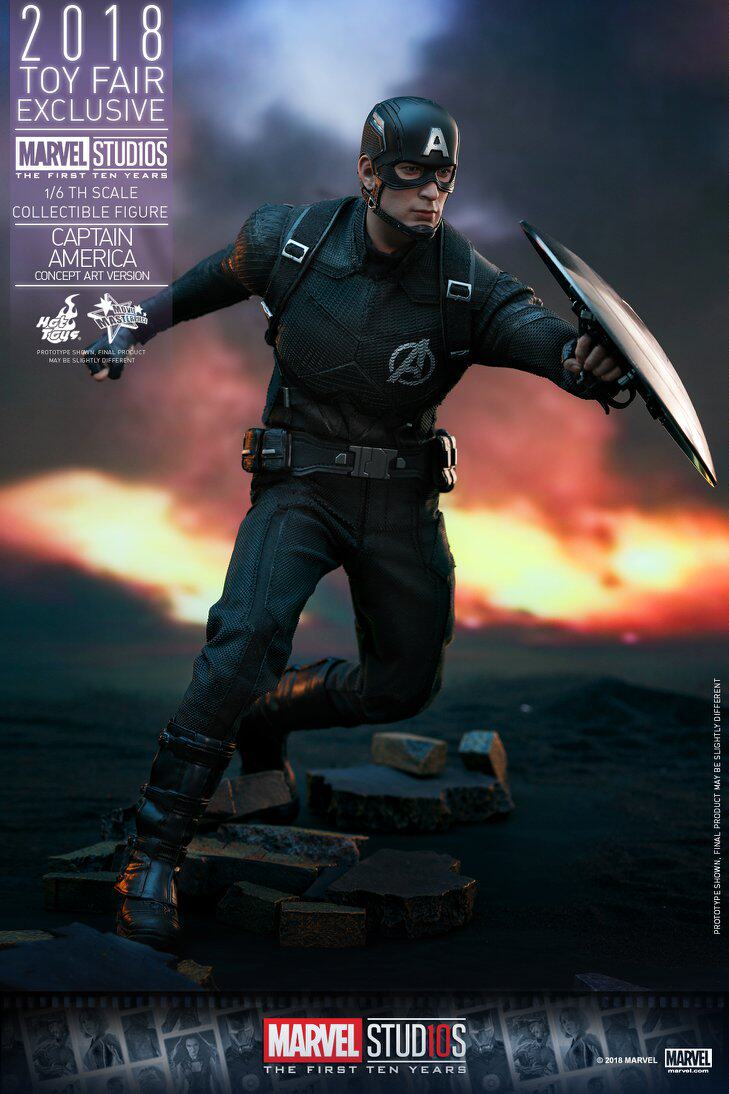 HOTTOYS HT 2018 Venue Exclusive 10th Anniversary Black Captain America 7.0 MMS488 Concept Action Figure