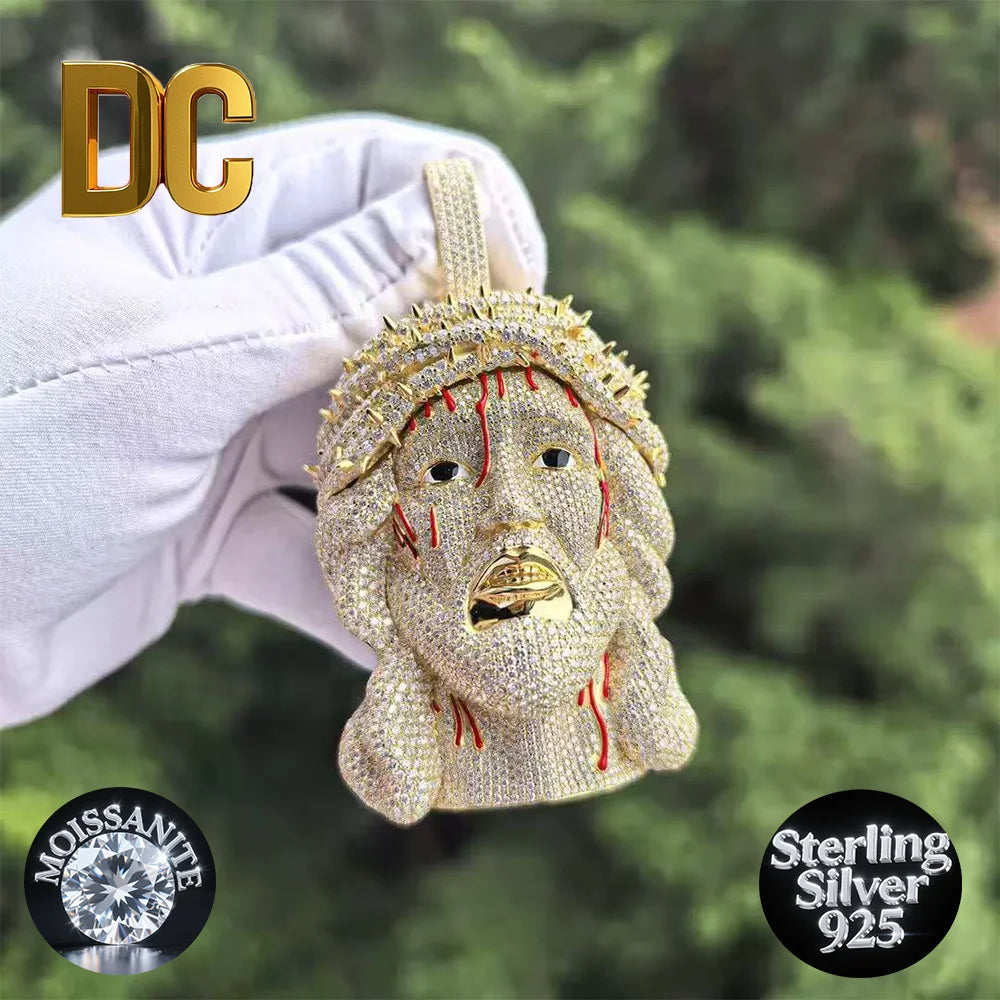 Hip-hop high-end custom portrait pendant S925 silver inlaid with moissanite